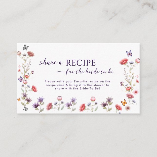Tarjeta De Recepción Minimalist Wildflower Recipe Request Card  (Anverso)
