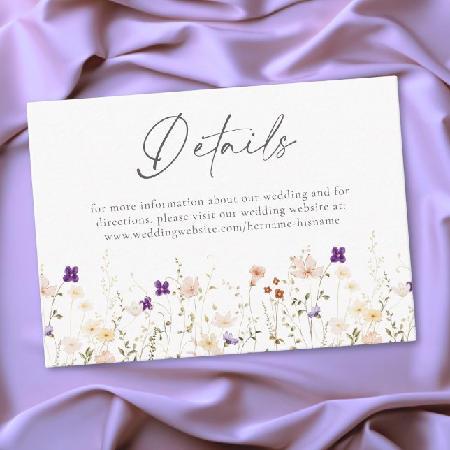Tarjeta De Recepción Minimalist Wildflower Romantic Botanical Wedding (Minimalist Wildflower Romantic Botanical Wedding Enclosure Card)