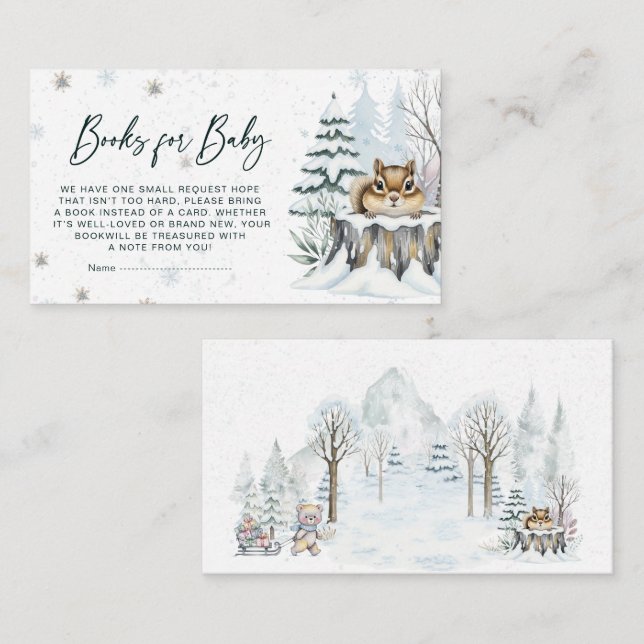 Tarjeta De Recepción Minimalist Winter Baby Shower Baby Books Ticket (Anverso / Reverso)