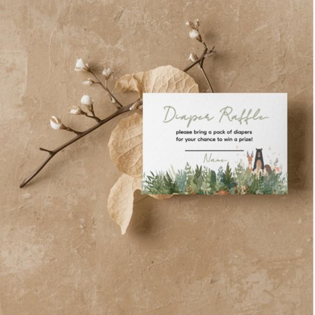 Tarjeta De Recepción minimalist woodland baby shower diaper raffle card (Subido por el creador)