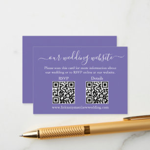 Tarjeta De Recepción Minimalista 2 QR Boda RSVP Detalles Periwinkle