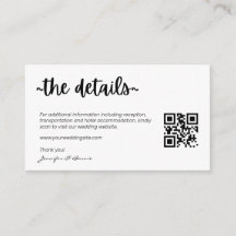 Minimalista boda moderna RSVP Detalles Código QR