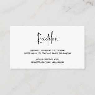 Tarjeta De Recepción Minimalista Boda moderno negro y blanco