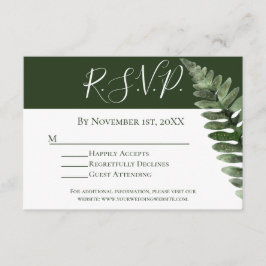 Tarjeta De Recepción Minimalista boda verde y blanca moderna RSVP