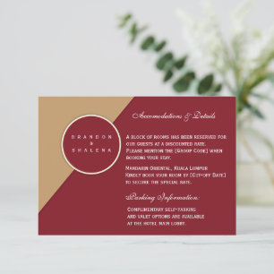 Tarjeta De Recepción Minimalista Burgundy y Geométrico Camel