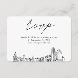 Tarjeta De Recepción Minimalista de esbozo de Spokane Boda RSVP