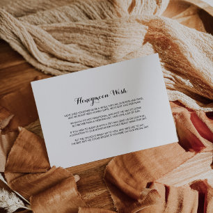 Tarjeta De Recepción Minimalista deseo de luna de miel blanca negra