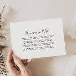 Tarjeta De Recepción Minimalista deseo de luna de miel negra y blanca<br><div class="desc">Esta minimalista tarjeta de presentación para luna de miel en blanco y negro es perfecta para un boda sencillo. El diseño presenta una hermosa caligrafía de fuente negra en un fondo blanco para embellecer tu evento.</div>