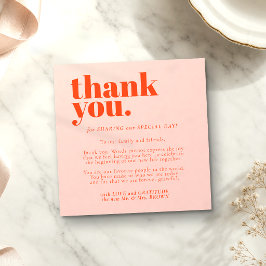 Tarjeta De Recepción Minimalista Gracias Naranja Rosa