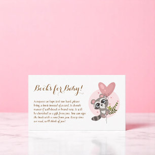 Tarjeta De Recepción Minimalista mapache en Baby Shower libros para beb