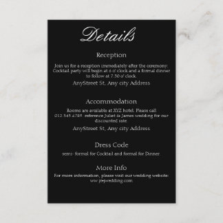 Tarjeta De Recepción Minimalista negro y blanco atemporal