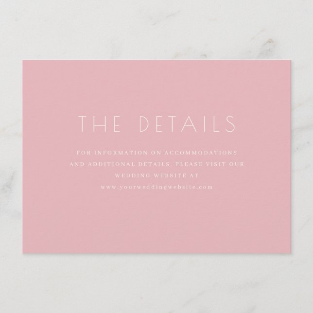 Tarjeta De Recepción Minimalista Rosa Sofisticado (Anverso)