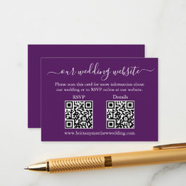 Tarjeta De Recepción Minimalista Simple 2 QR Boda RSVP Detalles Púrpura