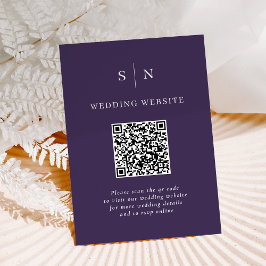 Tarjeta De Recepción Minimalista y Chic | Código QR Bodas Morado