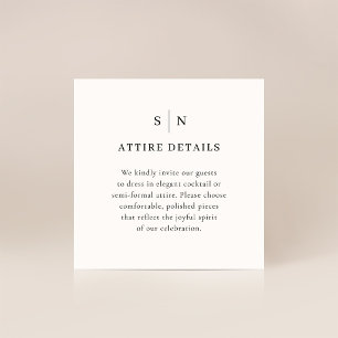 Tarjeta De Recepción Minimalista y Chic Detalles del Código de Vestim