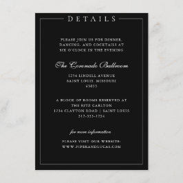 Tarjeta De Recepción Minimalistas detalles elegantes de Boda blanco y n