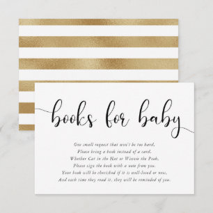 Tarjeta De Recepción Minimalistas libros blancos negros de oro para beb