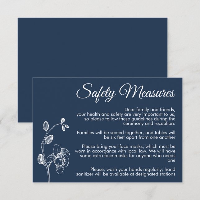 Tarjeta De Recepción Mínimas orquídeas florales medidas modernas de seg (Anverso / Reverso)