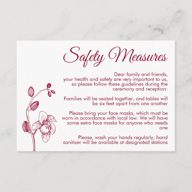 Tarjeta De Recepción Mínimas orquídeas florales medidas modernas de seg (Anverso)