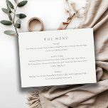 Tarjeta De Recepción Minimenú del Boda de tipografía moderna en blanco<br><div class="desc">Si necesitas más personalización,  por favor,  no dudes en enviarme un mensaje a yellowfebstudio@gmail.com.</div>