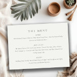 Tarjeta De Recepción Minimenú del Boda de tipografía moderna en blanco<br><div class="desc">Si necesitas más personalización,  por favor,  no dudes en enviarme un mensaje a yellowfebstudio@gmail.com.</div>