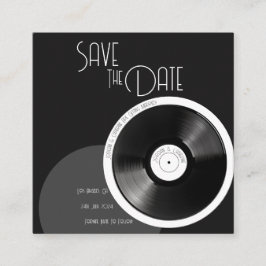Tarjeta De Recepción Mínimo blanco y negro del registro de vinilo retro
