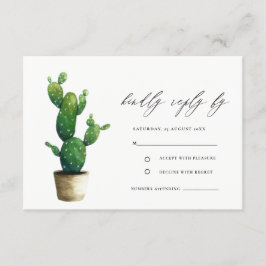 Tarjeta De Recepción Mínimo Cactus Cactus Green Foliage Wedding RSVP
