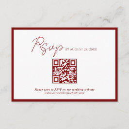 Tarjeta De Recepción Mínimo Crimson Borde Rojo Código QR Boda Rsvp