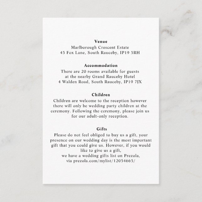 Tarjeta De Recepción Mínimo Elegante Floral Botánica de Monogramos (Anverso)