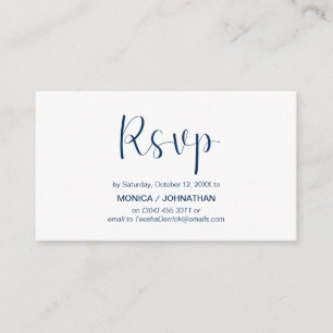 Tarjeta De Recepción Mínimo moderno, Azul marino, RSVP responde