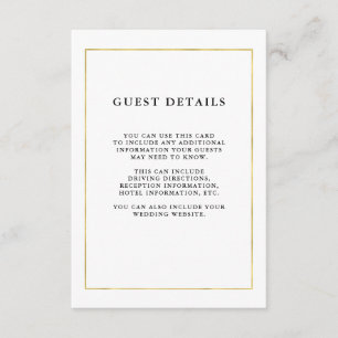 Tarjeta De Recepción Mínimo moderno Detalles del invitado de la front