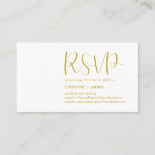 Tarjeta De Recepción Mínimo moderno, guión dorado, RSVP responde