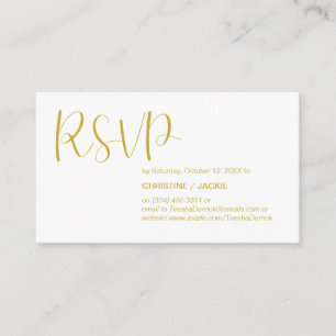 Tarjeta De Recepción Mínimo moderno, guión dorado, RSVP responde