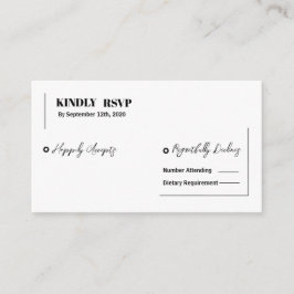 Tarjeta De Recepción Mínimo moderno matrimonio negro y blanco RSVP