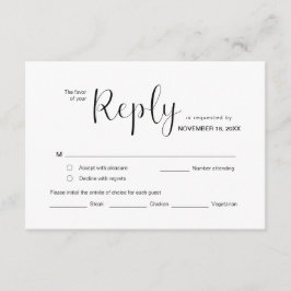 Tarjeta De Recepción Mínimo moderno, RSVP, Fuente negra, Responder