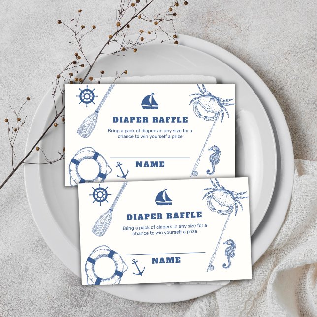 Tarjeta De Recepción Mínimo Nautical Fishing Diaper Raffle Baby Shower (Minimal Nautical Fishing Diaper Raffle Baby Shower Enclosure Card)
