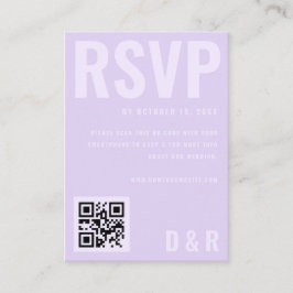 Tarjeta De Recepción Mínimo negrita Lavanda Lilac Código QR Boda RSVP