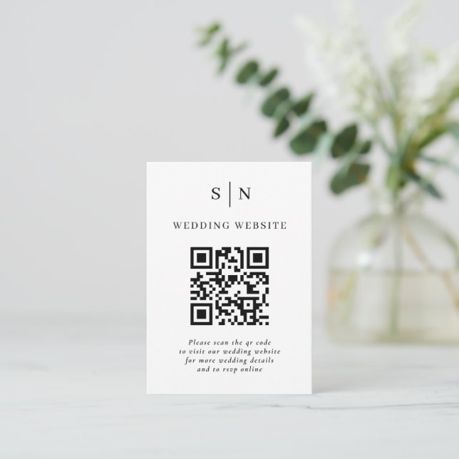 Tarjeta De Recepción Mínimo y Chic | Boda de Blanco y Negro (Anverso de pie)