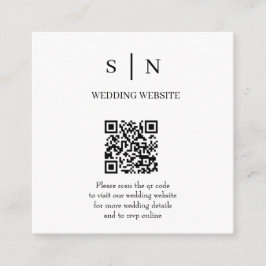 Tarjeta De Recepción Mínimo y Chic | Código QR Blanco y Negro