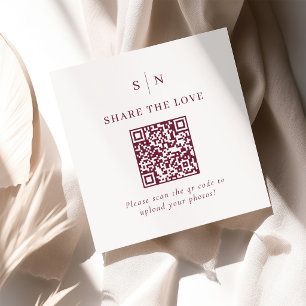 Tarjeta De Recepción Mínimo y Chic Código QR de Boda Comparte el Amor