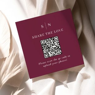 Tarjeta De Recepción Mínimo y Chic Código QR de Boda Comparte el Amor