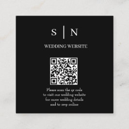 Tarjeta De Recepción Mínimo y Chic | Código QR en negro y blanco
