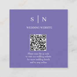 Tarjeta De Recepción Mínimo y Chic | Código QR Morado y Blanco