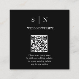 Tarjeta De Recepción Mínimo y Elegante | Código QR en Blanco y Negro