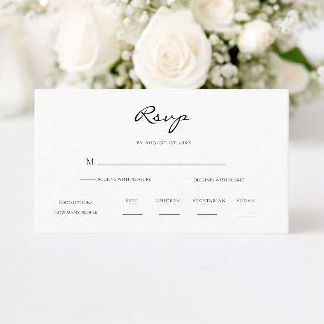 Tarjeta De Recepción Mínimo y Moda | Black and White Wedding RSVP (modern casual tie the knot wedding rsvp card , simple and minimalistic )