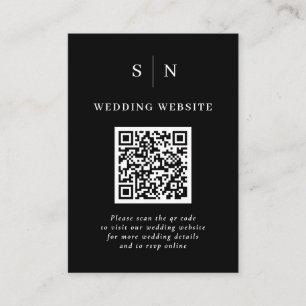 Tarjeta De Recepción Mínimo y Moda   Boda de código QR negro