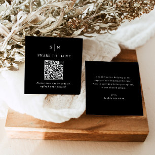 Tarjeta De Recepción Mínimo y Moda   Código QR negro Comparte amor