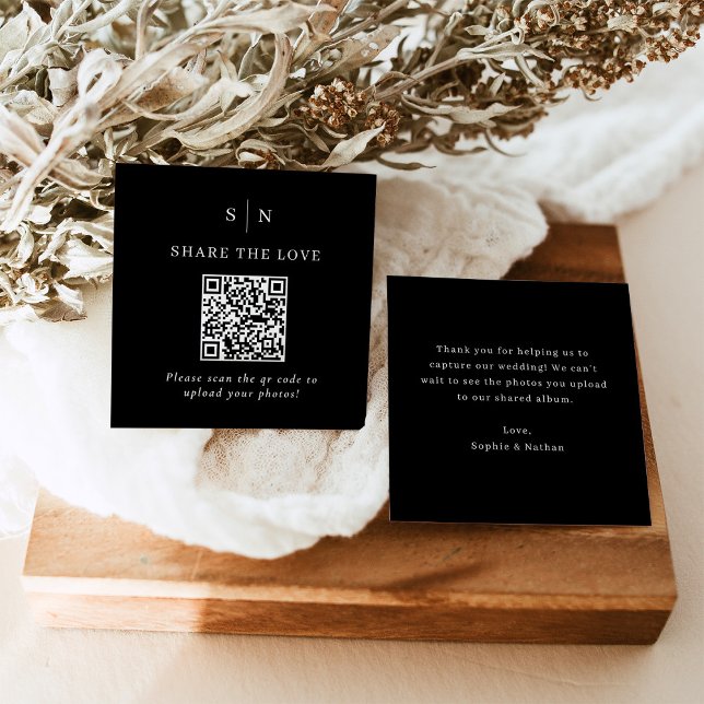 Tarjeta De Recepción Mínimo y Moda | Código QR negro Comparte amor (Subido por el creador)