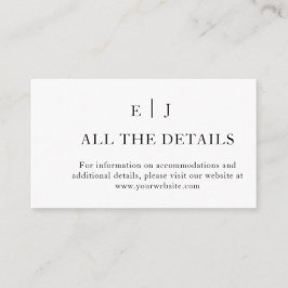 Tarjeta De Recepción Mínimo y Moda | Detalles del Boda blanco y negro