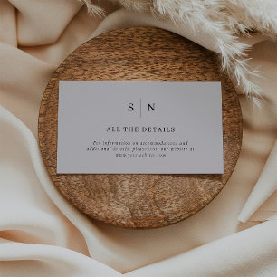 Tarjeta De Recepción Mínimo y Moda Detalles del Boda gris y negro